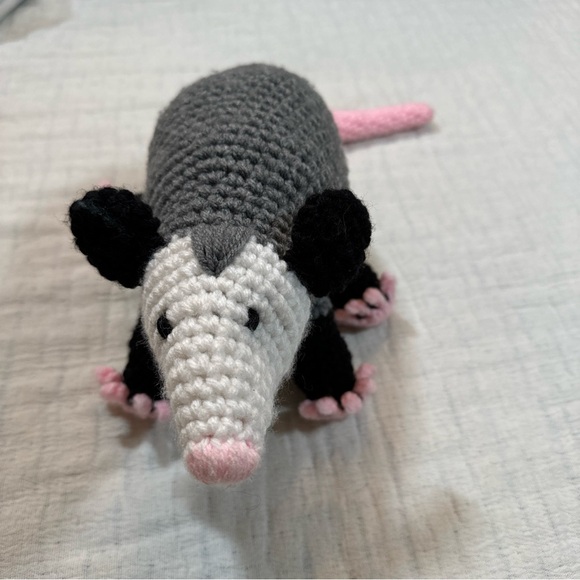 Handmade Crochet Opossum Plushie Stuffed Animal - Picture 1 of 6